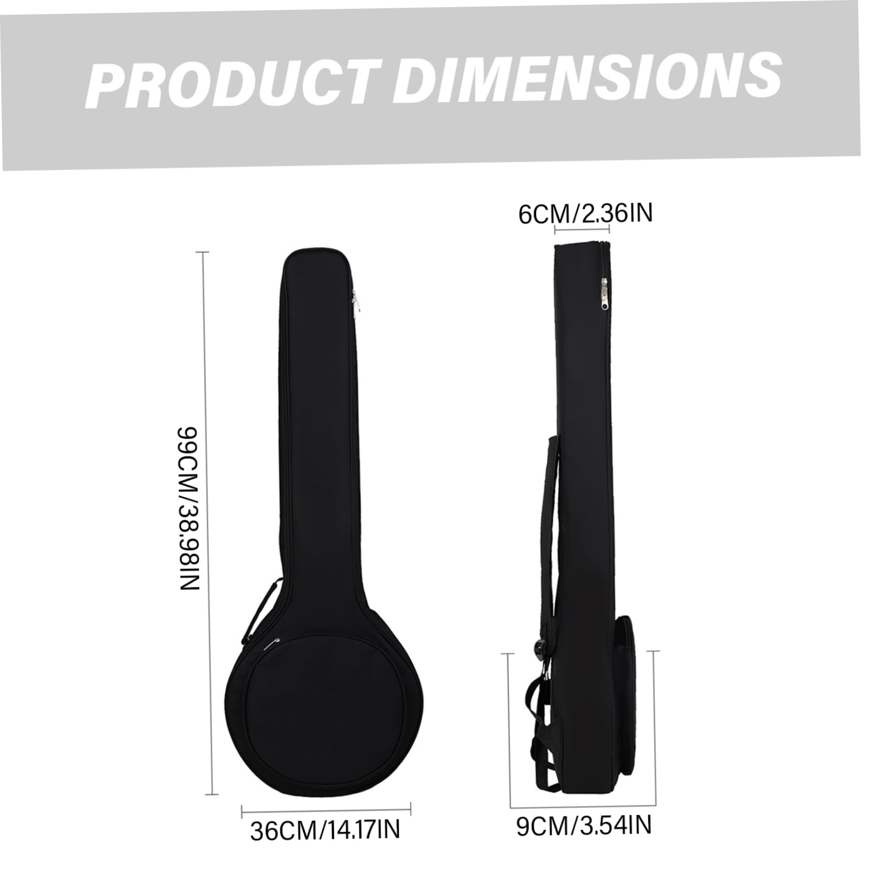 Estuche para Banjo 14x3.5x39 Tela Oxford impermeable Bolsa para banjo de 5 cuerdas con asas y correas para los hombros Cierre de cremallera Estuche negro para INSTRUMENTOS MUSICALES más eficientes-