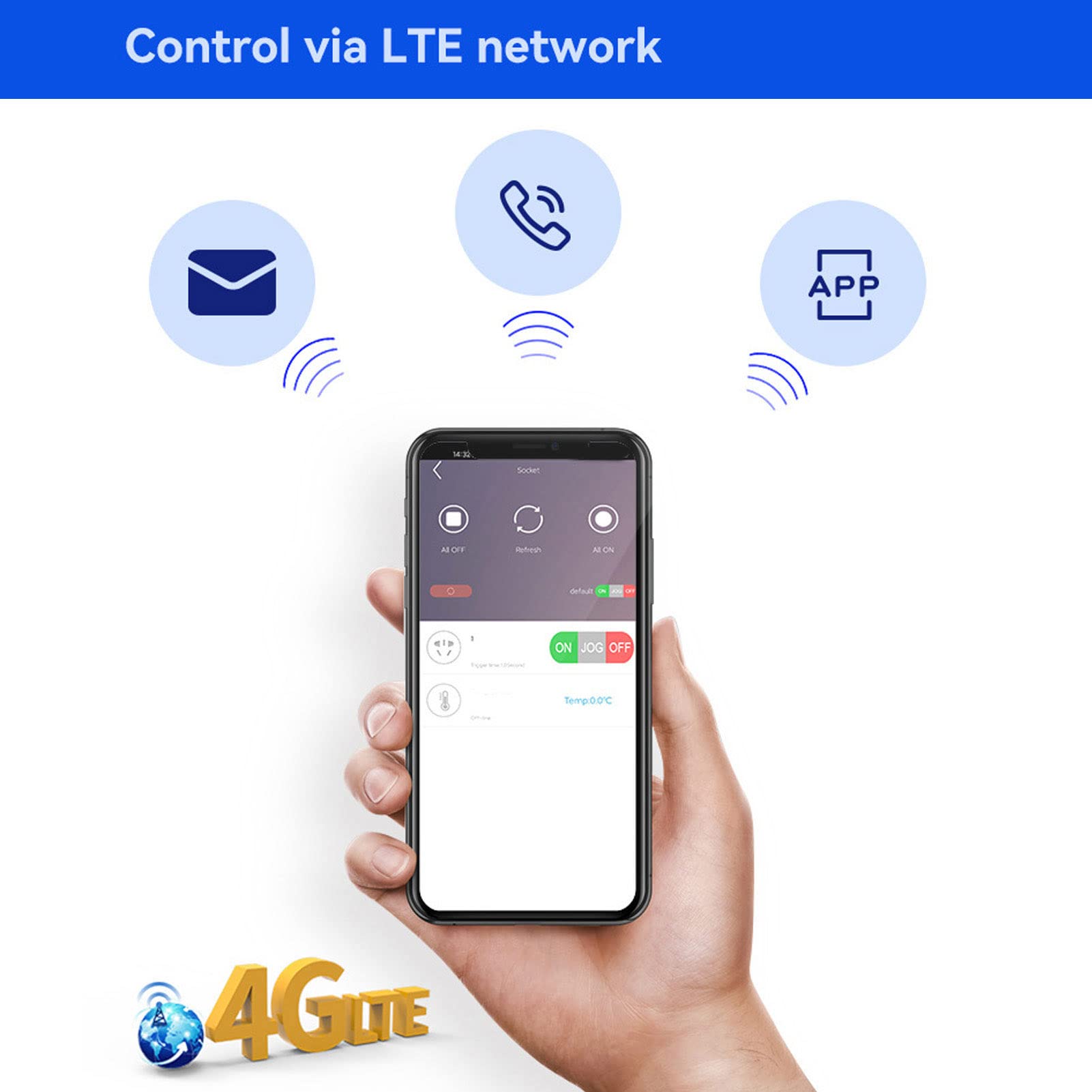 Prise Intelligente 4G, Interrupteur Télécommandé et Contrôleur d’Alimentation sans Fil avec Capteur de Température pour Surveillance des Appareils Domestiques à Distance