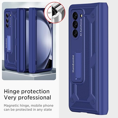 Miniatura 4 de Miimall Funda para Fold 5 con protección de bisagra, protector de pantalla incorporado Kickstand PC Funda protectora para Z Fold 5 - Azul profundo
