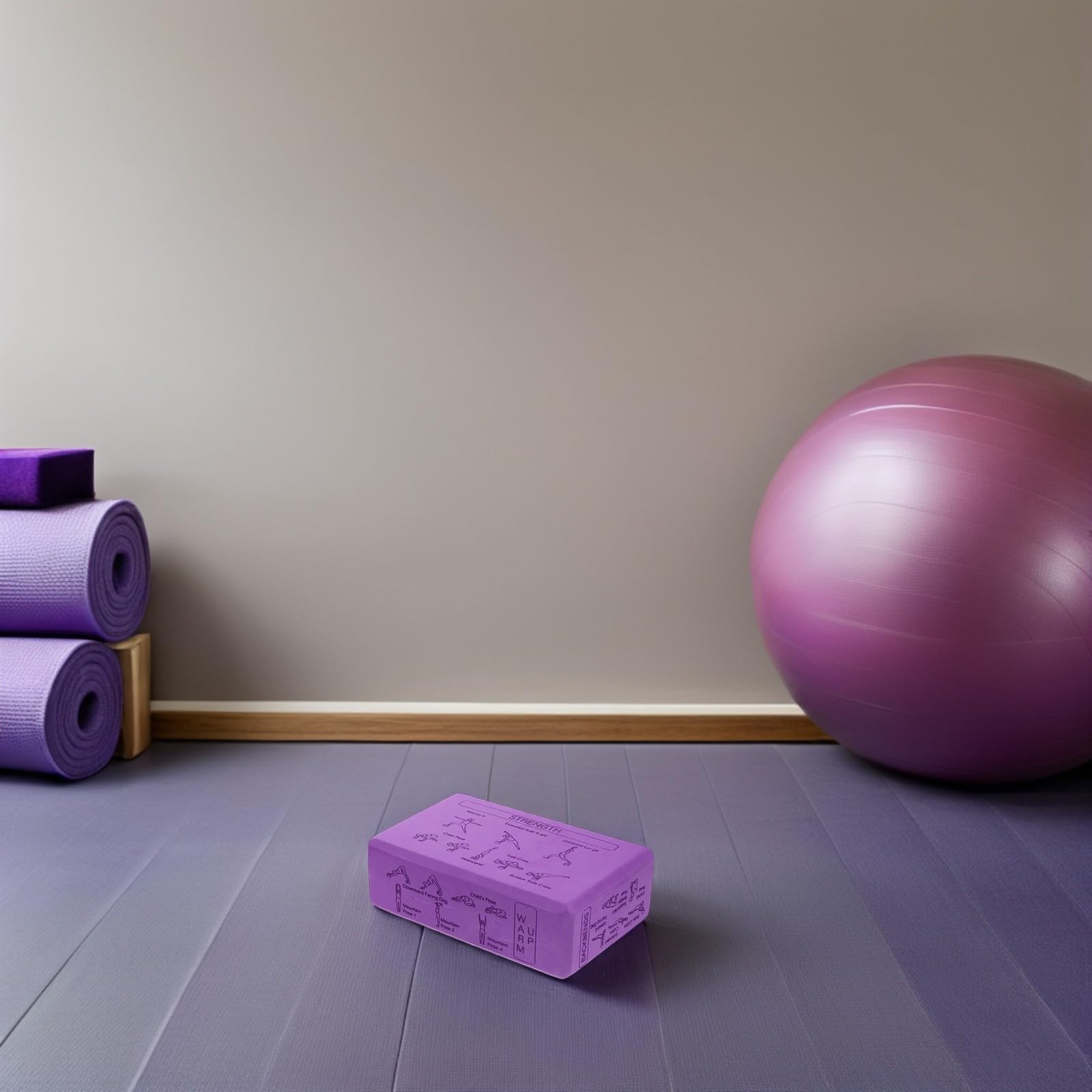 ORFOFE Juego de Bloques de Yoga Eva de Alta Densidad y Antideslizantes con Correa, Accesorios para Principiantes y Niños, Ideales para Entrenamiento de Equilibrio y Estiramientos