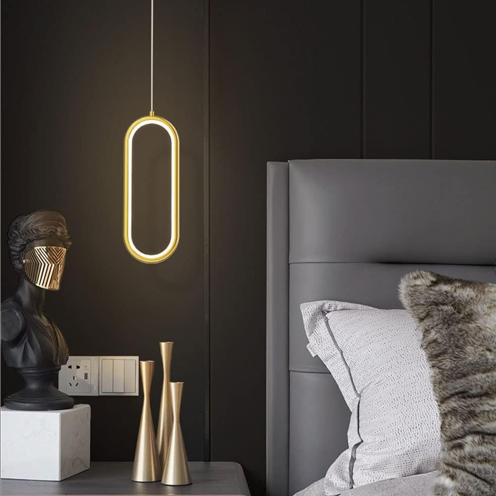 Lampy sufitowe, miedziana złota geometryczna lampa wisząca 2 pierścienie 16 W LED wisząca lampa kuchenna owalna nordycka nowoczesna czarna lampa sufitowa wisząca regulowana lampa wisząca do