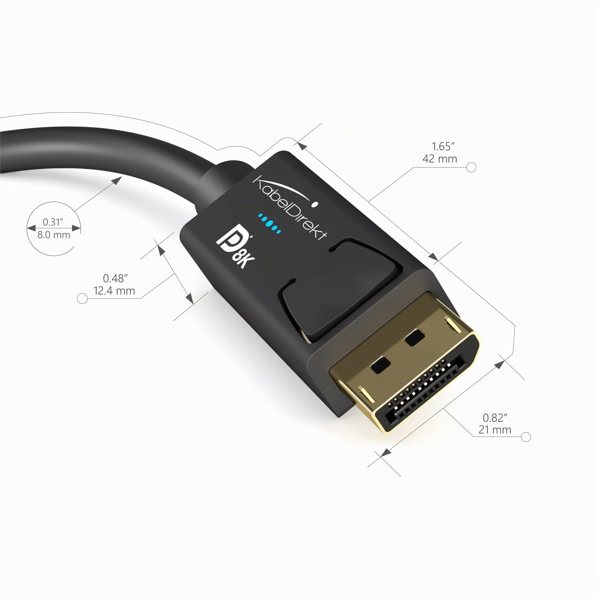 KabelDirekt – Câble DisplayPort 8K, blindage AIS spécial, certification VESA – 5m (pour moniteurs/cartes graphiques/PC/portables de jeu DP 1.4 avec 8K à 60 Hz, 4K@120Hz, 144/165/240 Hz)