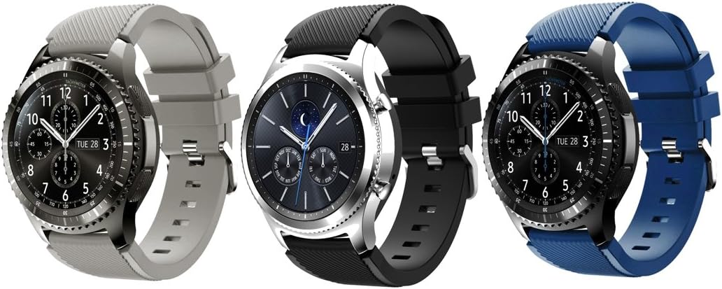 Senter for Gear S3 Frontier Band, (3 Pack) Soft Silicone Sport Replacement Band for Samsung Gear S3 Frontier/