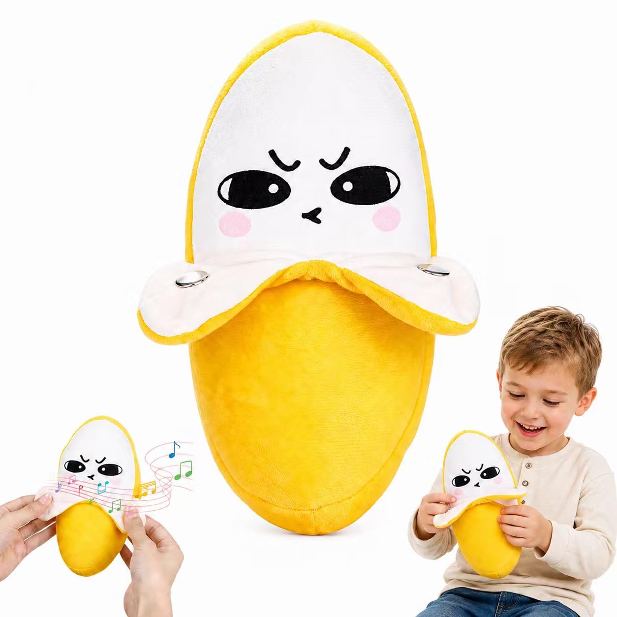 CMANLNYK Interactive Music Plush Toy - Banana Plush Musical Toys, Interactive Toys with Touch Sensor, Stuffed Animal Music Piano Sensory Toy, Birthday Gift (Banana)