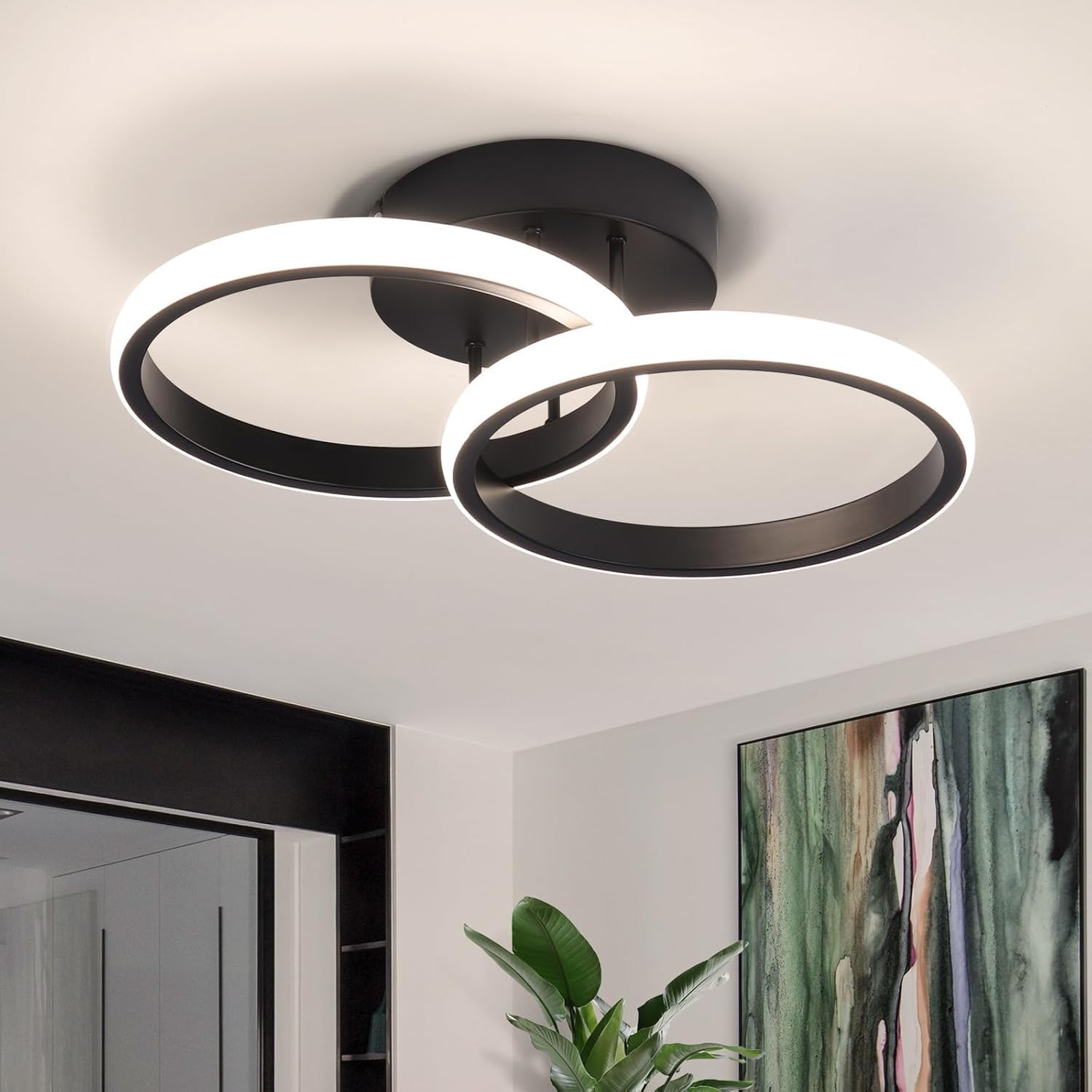 AJB Modern LED Ceiling Light 24W | Dimmable with Remote | Adjustable Color Temperature 3000K-6000K | Flush Mount Acrylic Lamp for Bedroom, Kitchen, Hallway, Entryway, Bathroom (801)-image-45