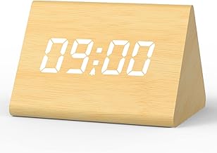 aboveClock Digital Alarm Clock, USB Rechargeable Morning Alarm Clock, LED Digital Clock with 3 Alarms, Weekend Mode Available, Brightness and Volume Adjustable, Digital Clock【Light Wood】