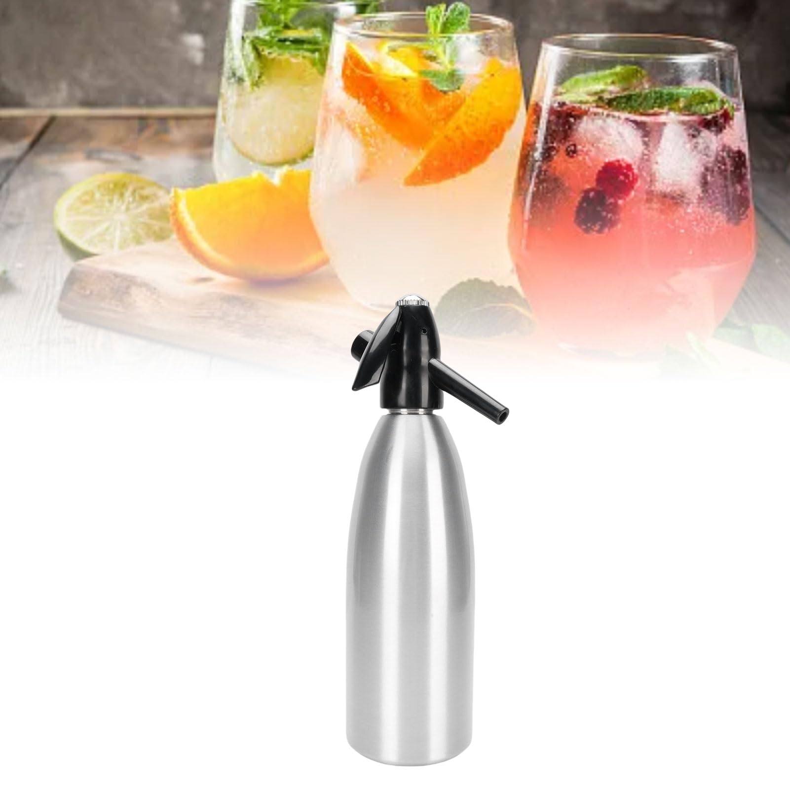 Generic Máquina Portátil de Agua Carbonatada para Hacer Refrescos, Diseño que Ahorra Espacio para el Hogar, Bar, Cocina, Aluminio, 1L