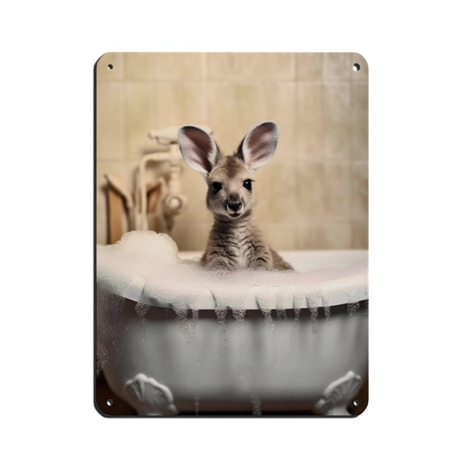 Adorable Kangaroos in Tub Tin Sign Vintage Metal Pub Club Cafe Bar Home Wall Art Decoration Poster Retro 12x16inch(30x40cm)