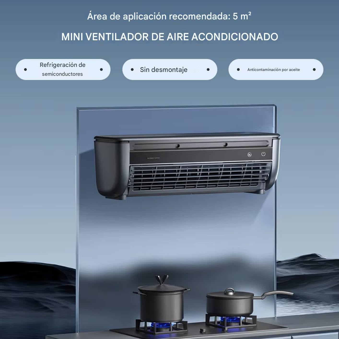 Ventilador de Aire ondicionado - Ventilador De Aire Fresco Para Dormitorio - Ventilador Portátil Con Carga Inalámbrica 3 Velocidades Para Dormitorio Cocina Gimnasio Hogar Baño