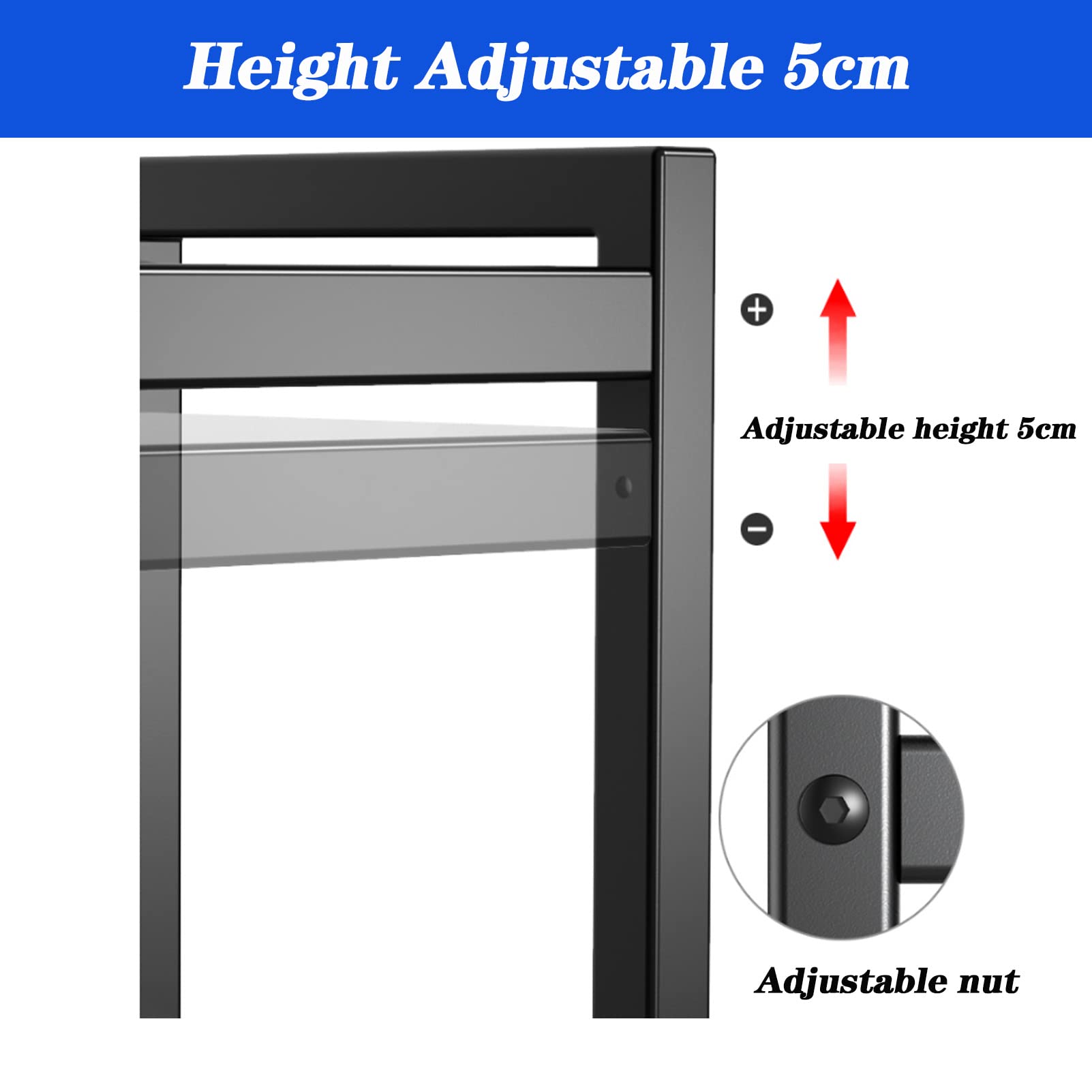 Soporte ajustable para microondas con estante de metal extensible y 6 ganchos para almacenamiento de cocina, encimera, ollas y sartenes, solución que ahorra espacio