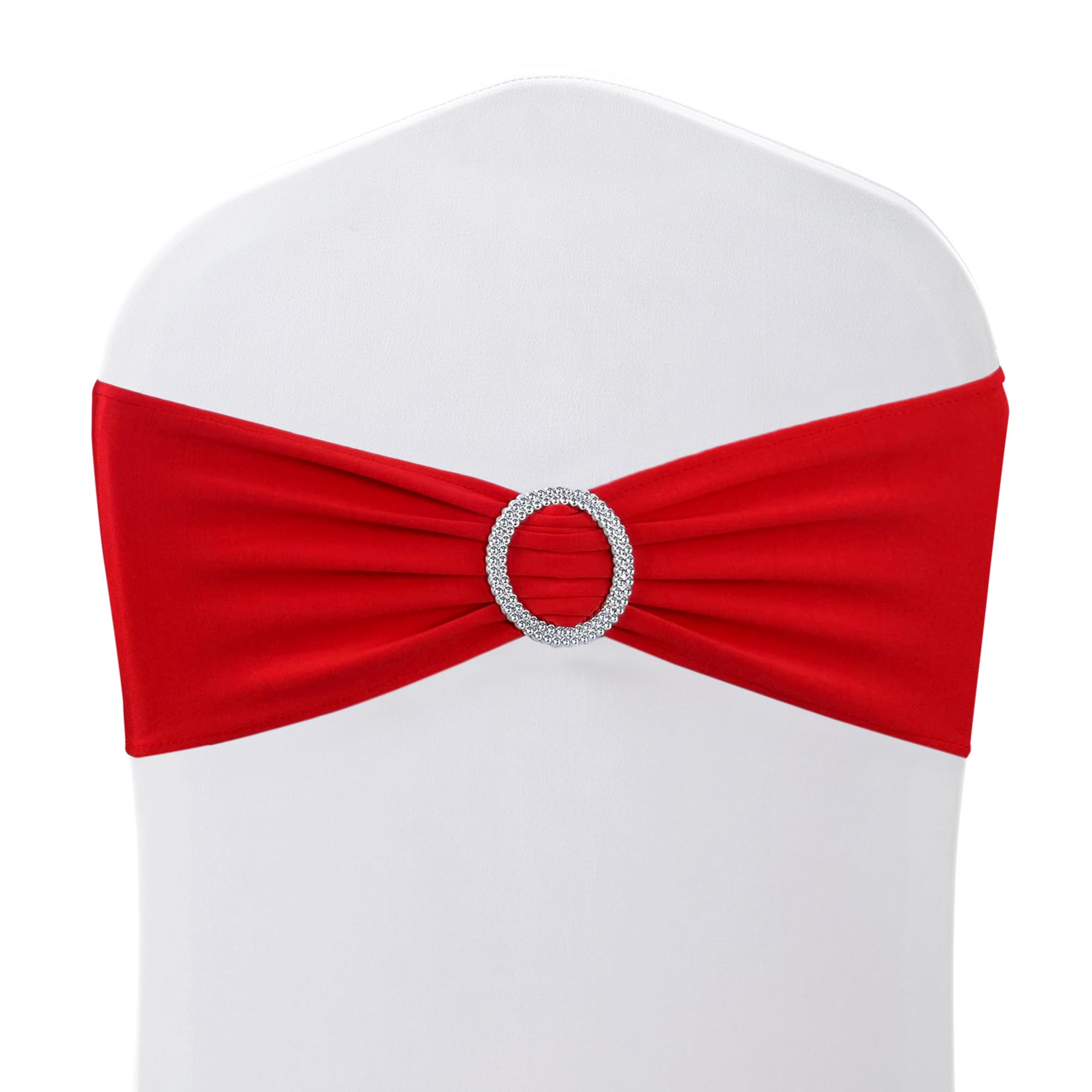 Trimming Shop Red Spandex Chair Bands With Slider Buckle – Stretchy Elastic Chair Sashes For Weddings, Parties, Ceremony, Banquet & Reception Decorations, 1Pcs