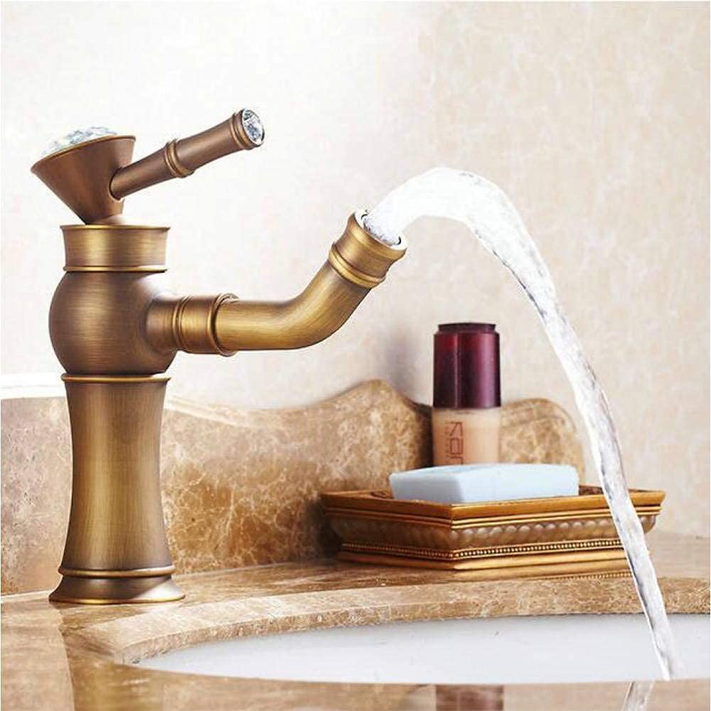 Grifo de baño antical de latón macizo y bronce antiguo para eliminar fugas de agua 5