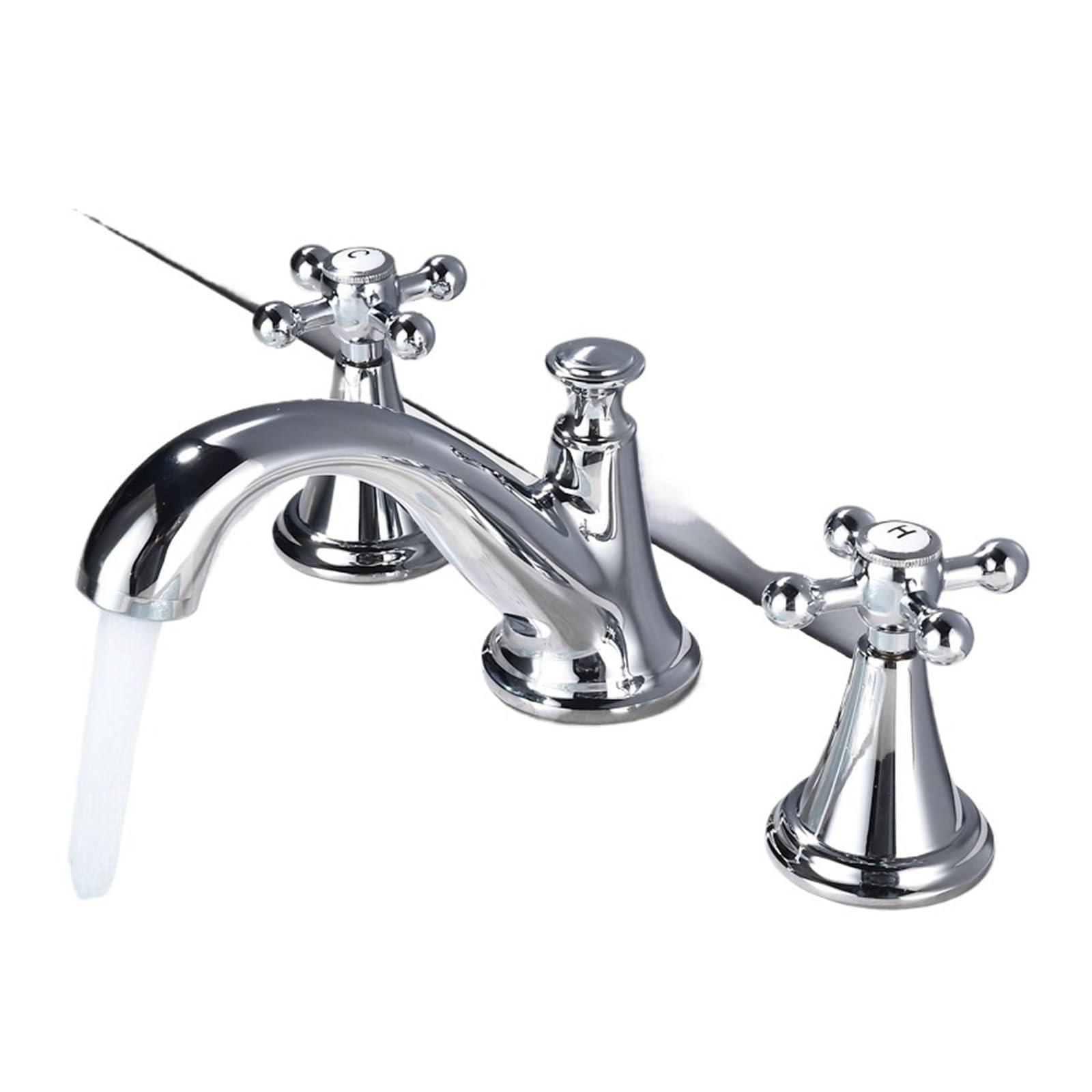 CVFRDD Matte Black Chrome Bathroom Basin Faucet Taps, Sink Faucet Double Handles 3 Pcs Bathroom White Bathtub Faucets Tap(Chrome)