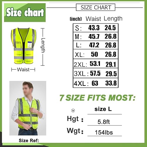 Miniatura 5 de YOWESHOP Chaleco de seguridad de alta visibilidad reflectante personaliza tu logotipo ropa de trabajo de seguridad con tiras reflectantes y bolsillos