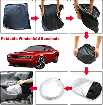 Foldable Windshield Sunshade Compatible with Charger Challenger Durango Ram Dodge Charger Sun Shade Prevent The Interior Temperature from Getting Too high (Blue)