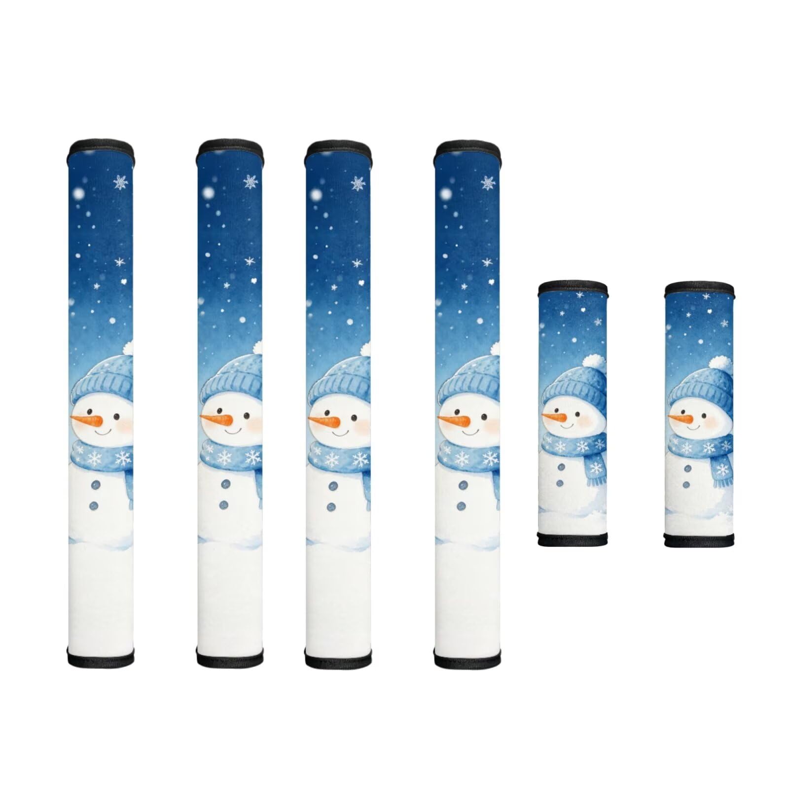 Christmas Kitchen Decor Refrigerator Door Handle Covers Set of 6 Washable Kitchen Appliance Decor Handles Keep Clean Anti-Slip Fridge Accessories for Christmas, Blue Snowman Snowflake