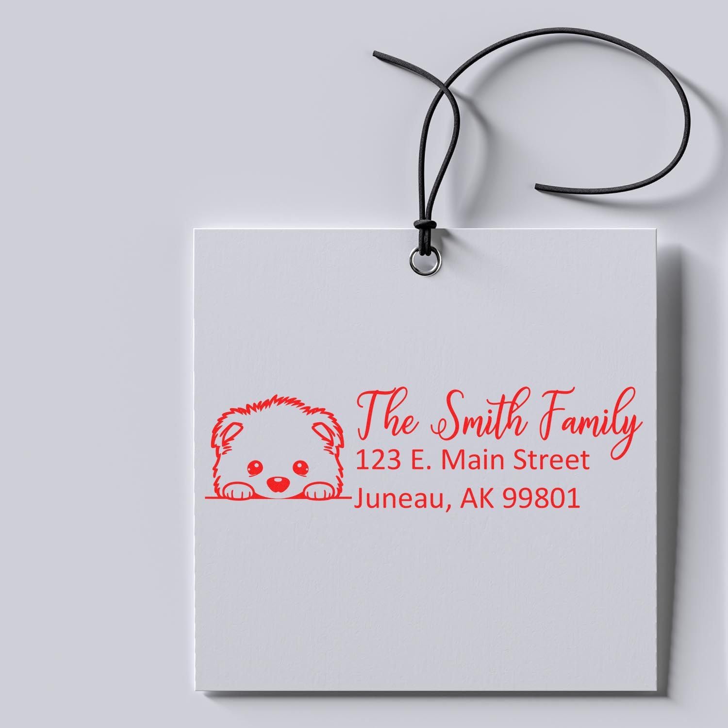 Samoyed Personalized Address Rubber Stamp - Custom Peeking Puppy Samoyed Wood Handle Stamper for Address Labeling, Ideal for Stamp Pad Use, Perfect for Dog Lovers, Size 7/8 x 2-1/4