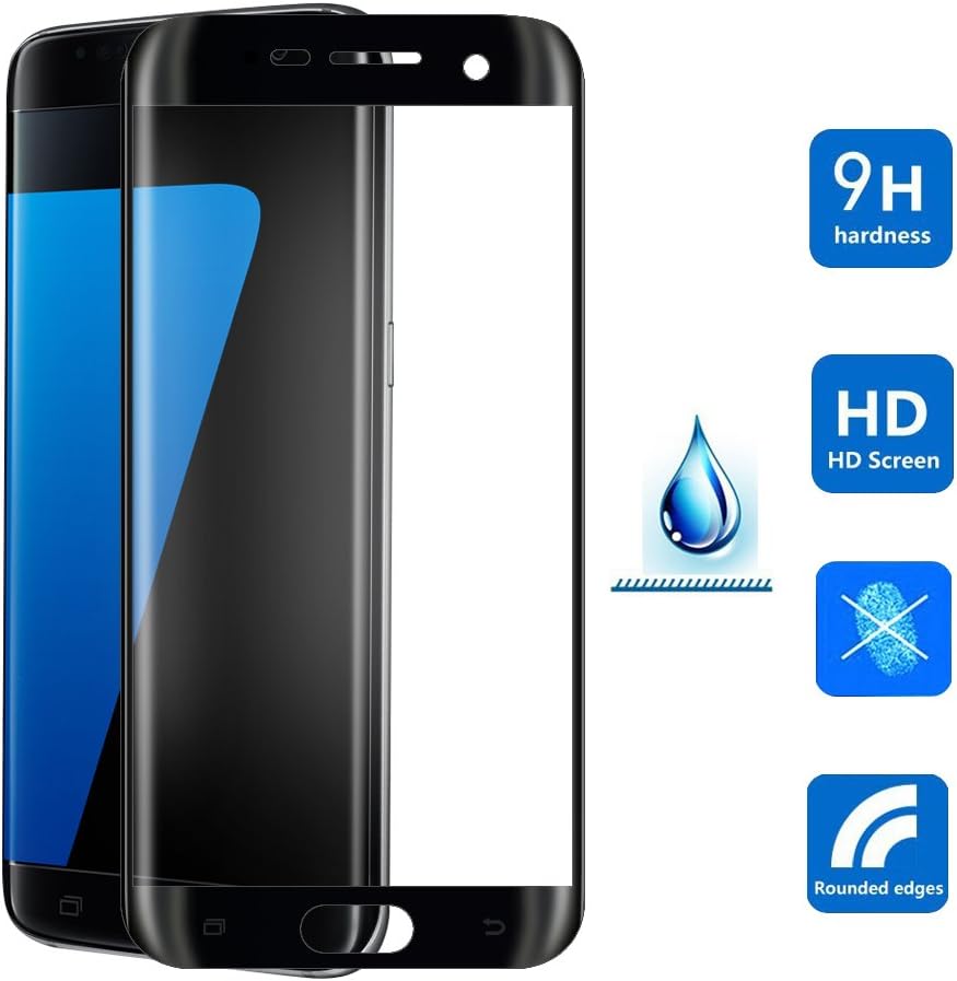 S7 Edge Tempered Glass, Leebay 0.2mm edge to edge Protector Film, Premium 9H 3D Curved Screen Protector Film For Samsung Galaxy S7 Edge G9350 (Black)