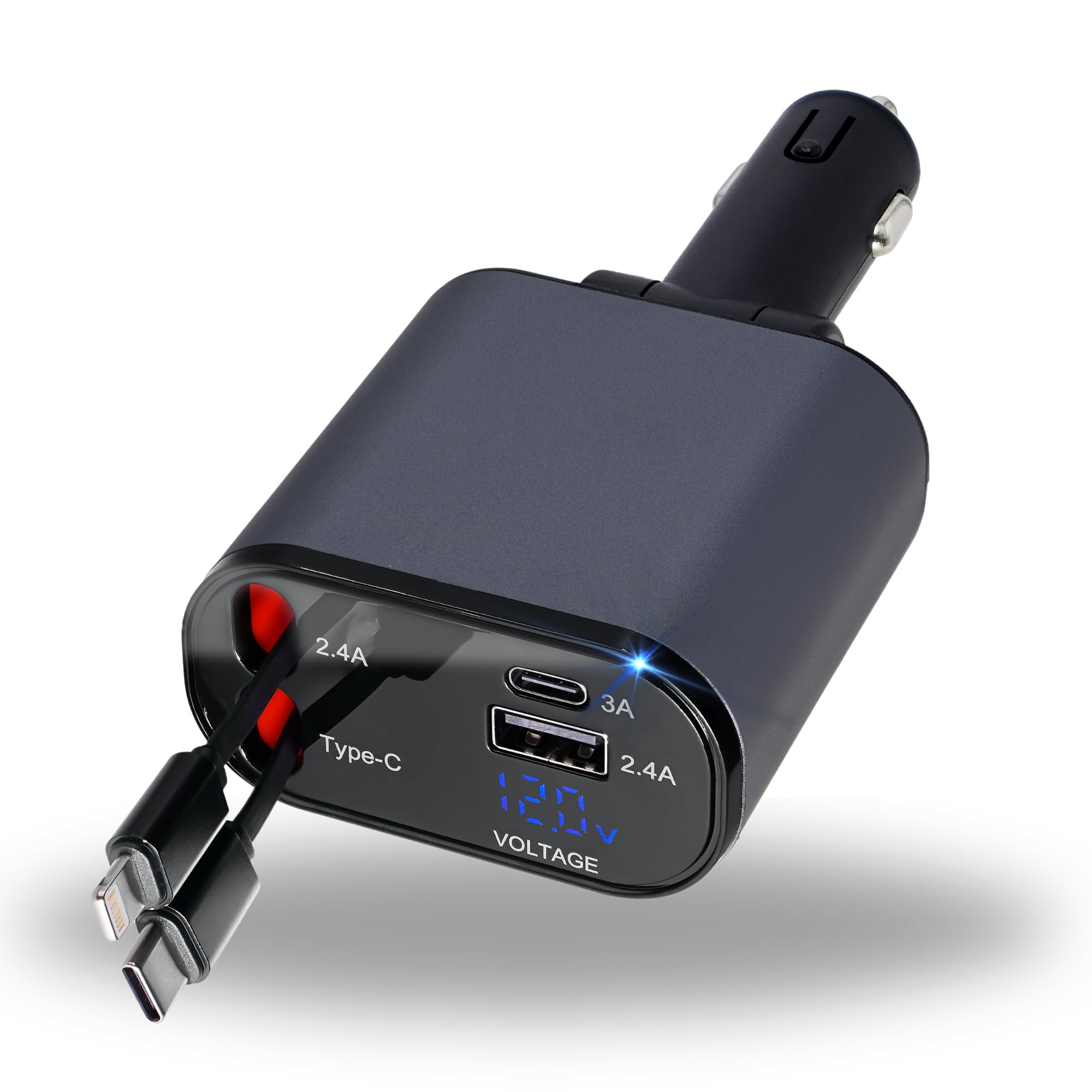 Retractable Car Charger | 4 in 1 Fast Car Phone Charger 120W | Retractable Cables and USB Car Charger | Compatible with iPhone 15/14/13/12/11, Galaxy, Pixel | Car Accessories | iPhone Car Charger-image-37