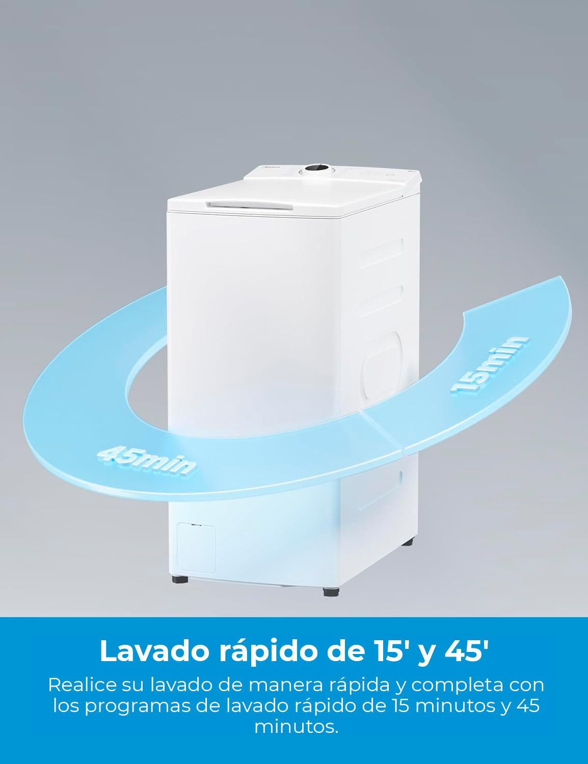 Midea Lavadora Carga Superior 7kg de 1200 RPM - Lavadoras con 15 programas y diseño ultra slim - Maquina de lavar ropa de libre instalación con Función de vapor, Lavado Rapido y Modo ECO