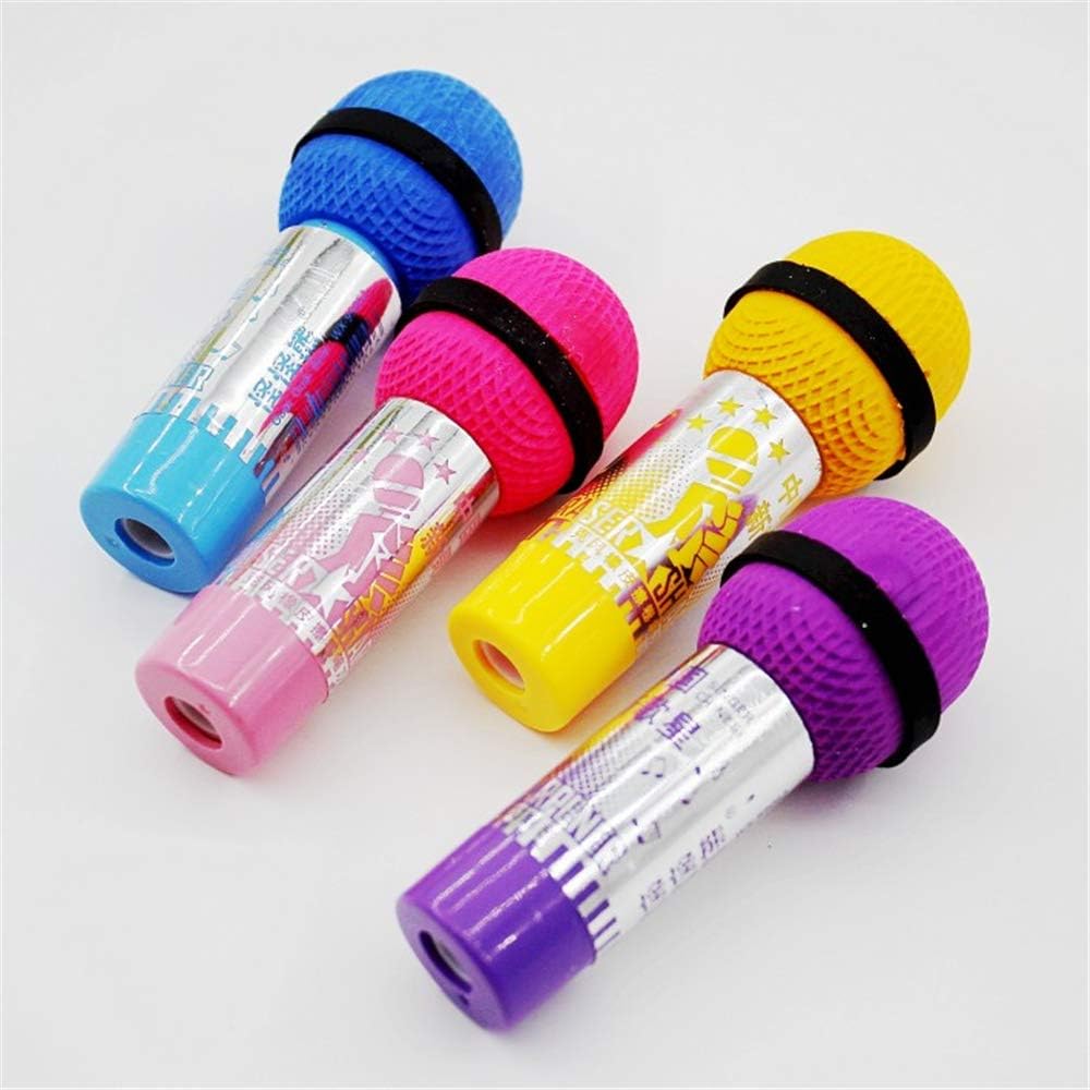 Cute Kawaii Microphone Shape Pencil Sharpener With Eraser School Supplies For Kids (8pcs/set)