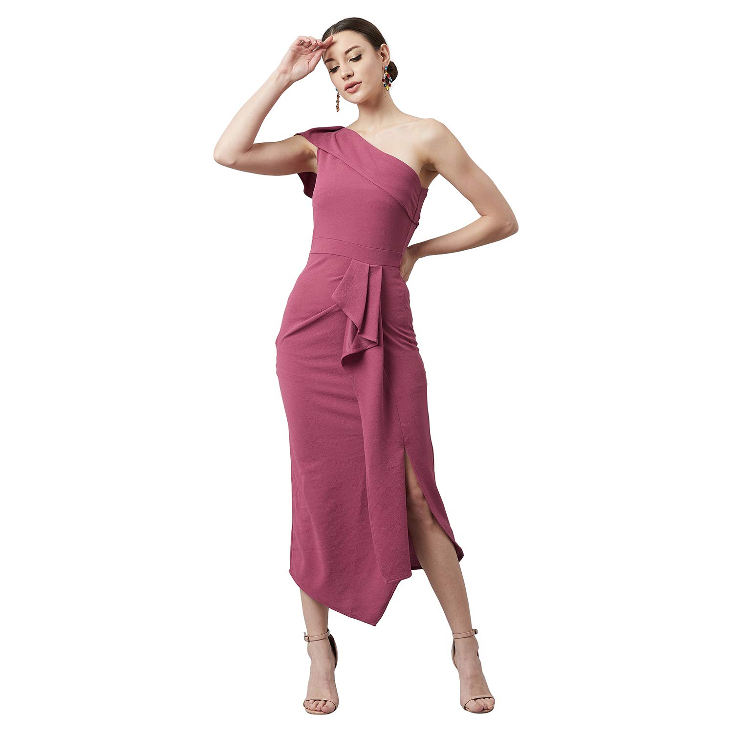 One shoulder mauve dress Clearance