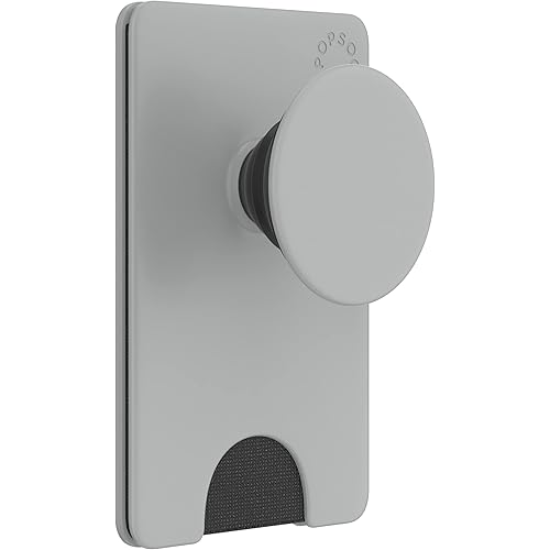 PopSockets Phone Wallet with Expanding Phone Grip, Phone Card Holder, Solid PopWallet - Tech Grey