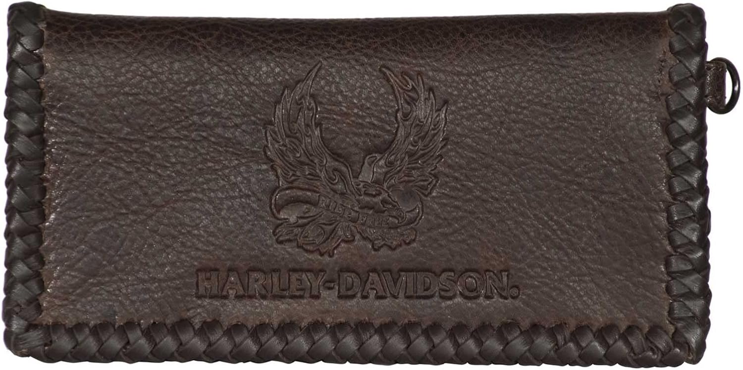 Harley-Davidson Men's Ride Free Trucker Leather Wallet w/RFID Protection - Brown
