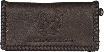Harley-Davidson Mens Ride Free Trucker Leather Wallet w/RFID Protection - Brown