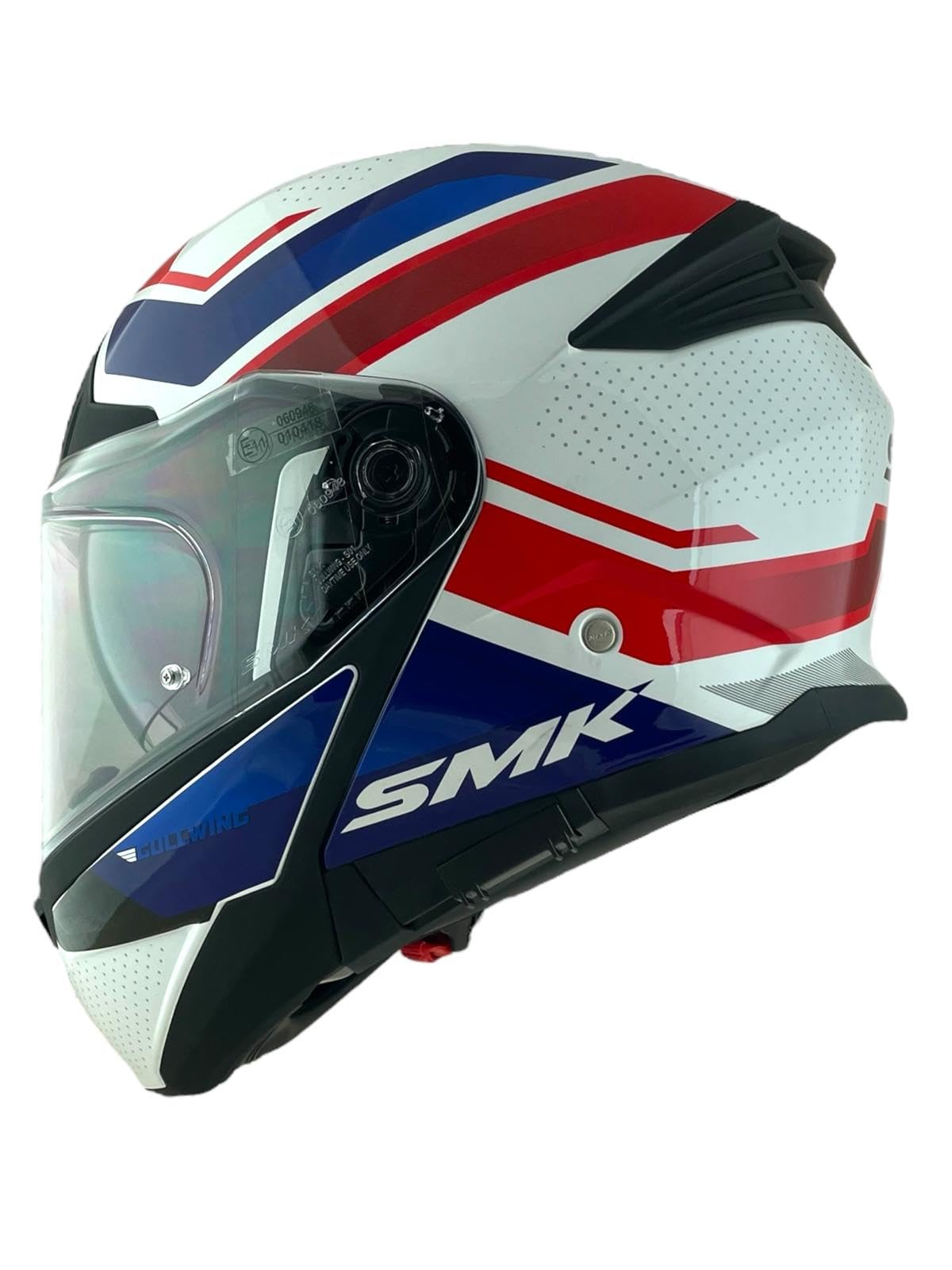 SMK Helmets Casco Modular GULLWING SUPERTOUR Blanco Azul y Rojo Homologación 22.06 con Doble Visor P/J (M 57/58)