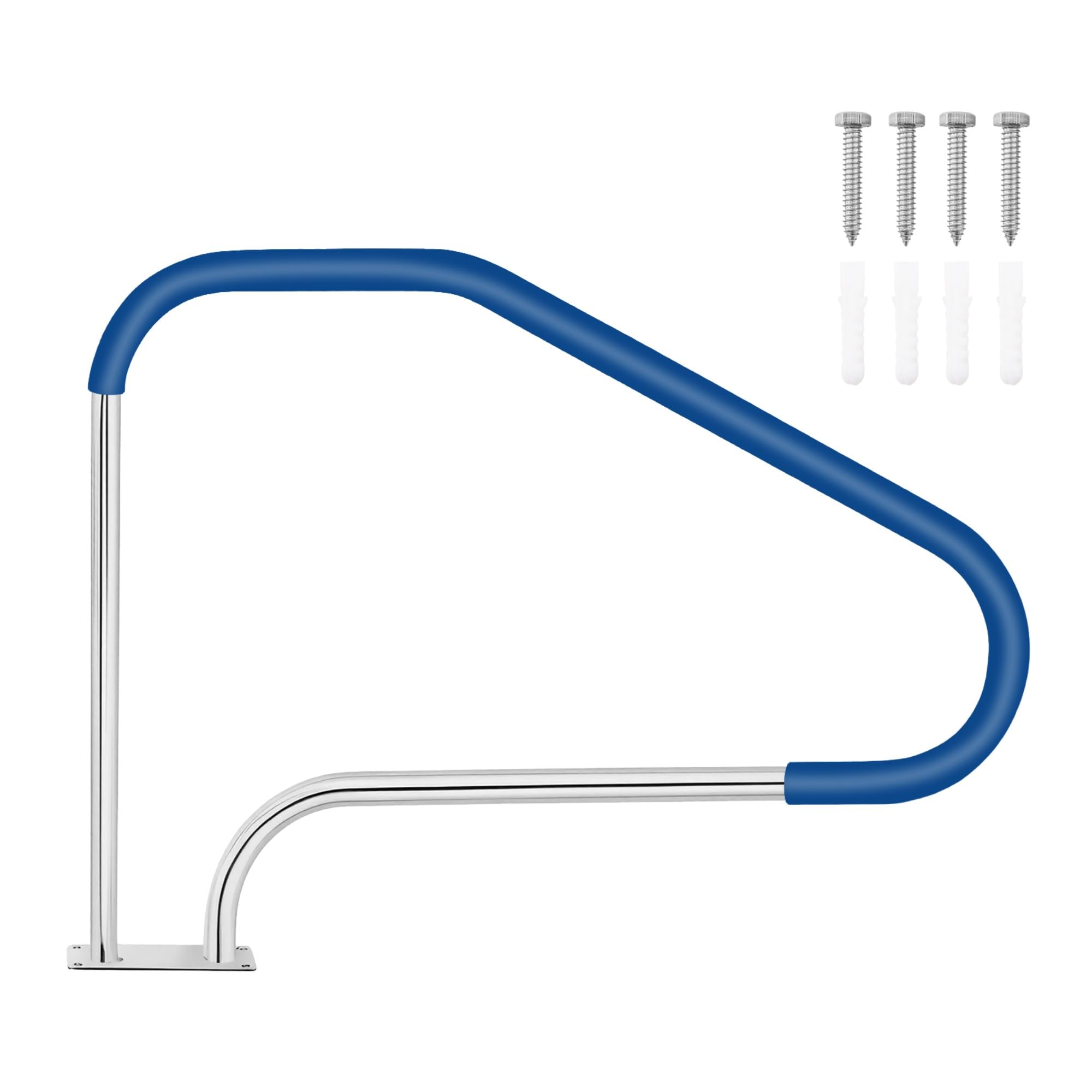 HOMASIS Main Courante Piscine, Rampe de Sécurité en Acier Inoxydable Antirouille, Housse Antidérapante, Soudure Renforcée, Charge 250 kg, Barre d’Appui pour Piscine, Spa, Parc Aquatique, 119x79cm