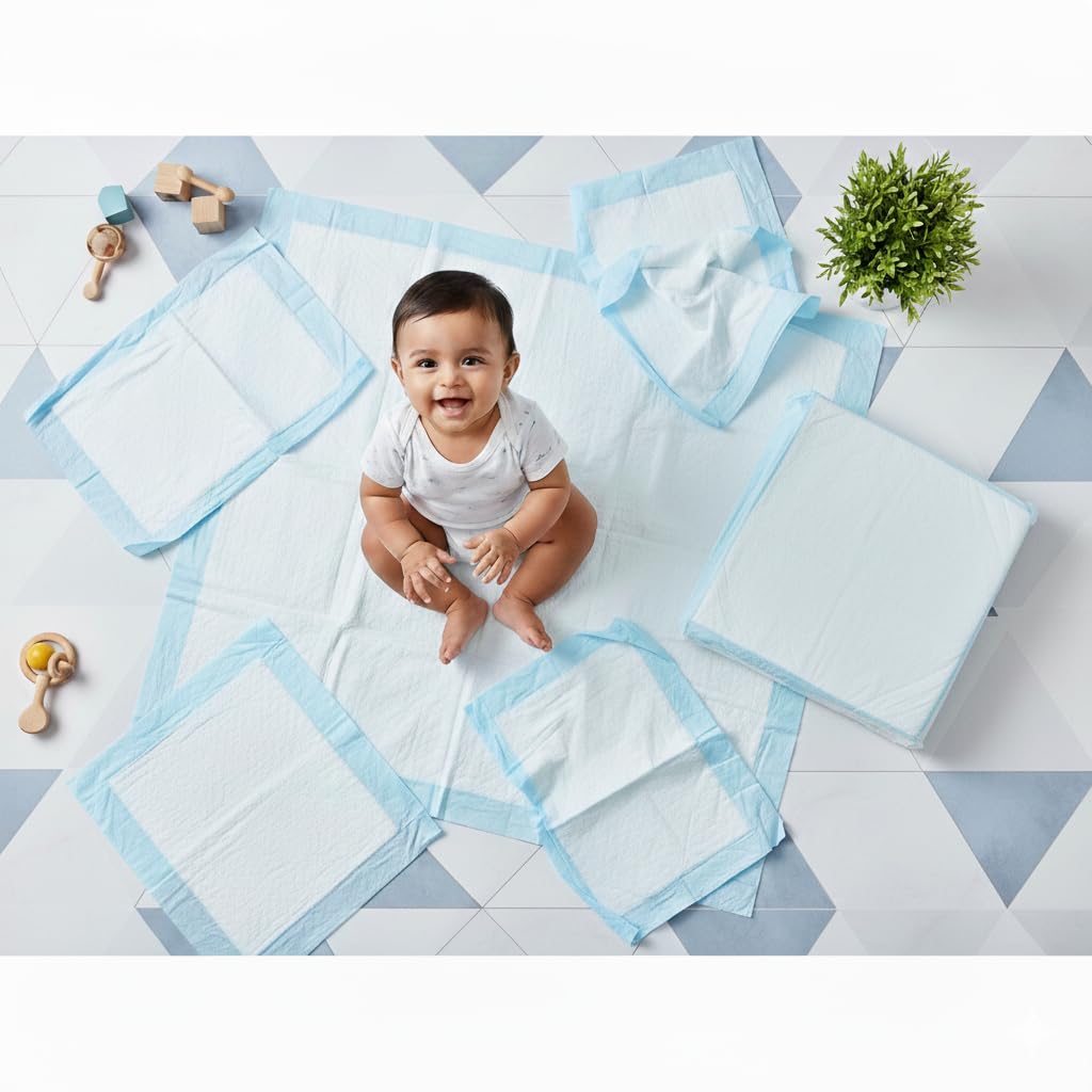 YOUCHOICE Disposable Baby Underpad Cum Changing Mats, 100 Count 60x60 CM Waterproof Pads for Baby, Breathable Underpads act as 100% Water Proof Bed Protector, Non Slip Backsheet, Hypoallergenic-image-44