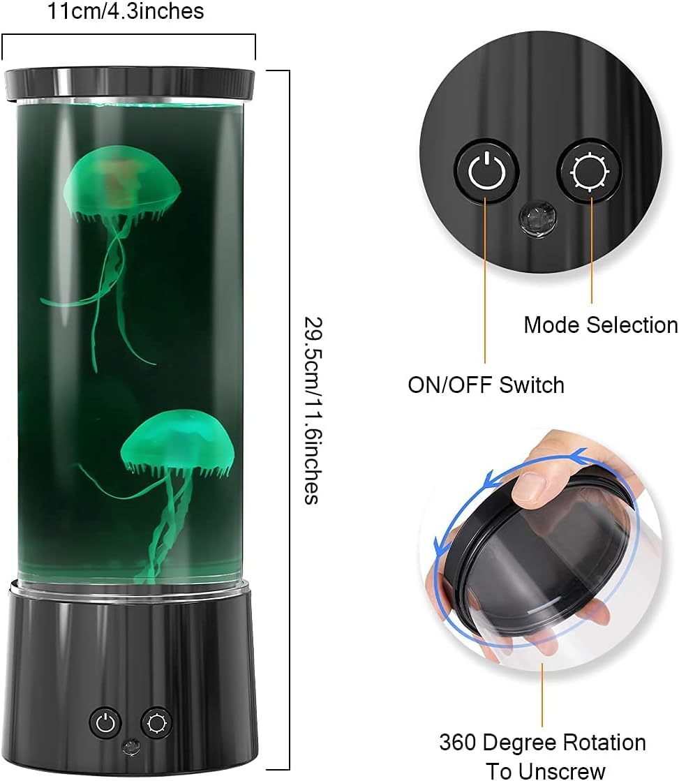 Lampe méduse pour aquarium avec télécommande, 17 couleurs pour éclairage d'ambiance, décoration, cadeaux de Noël pour enfants