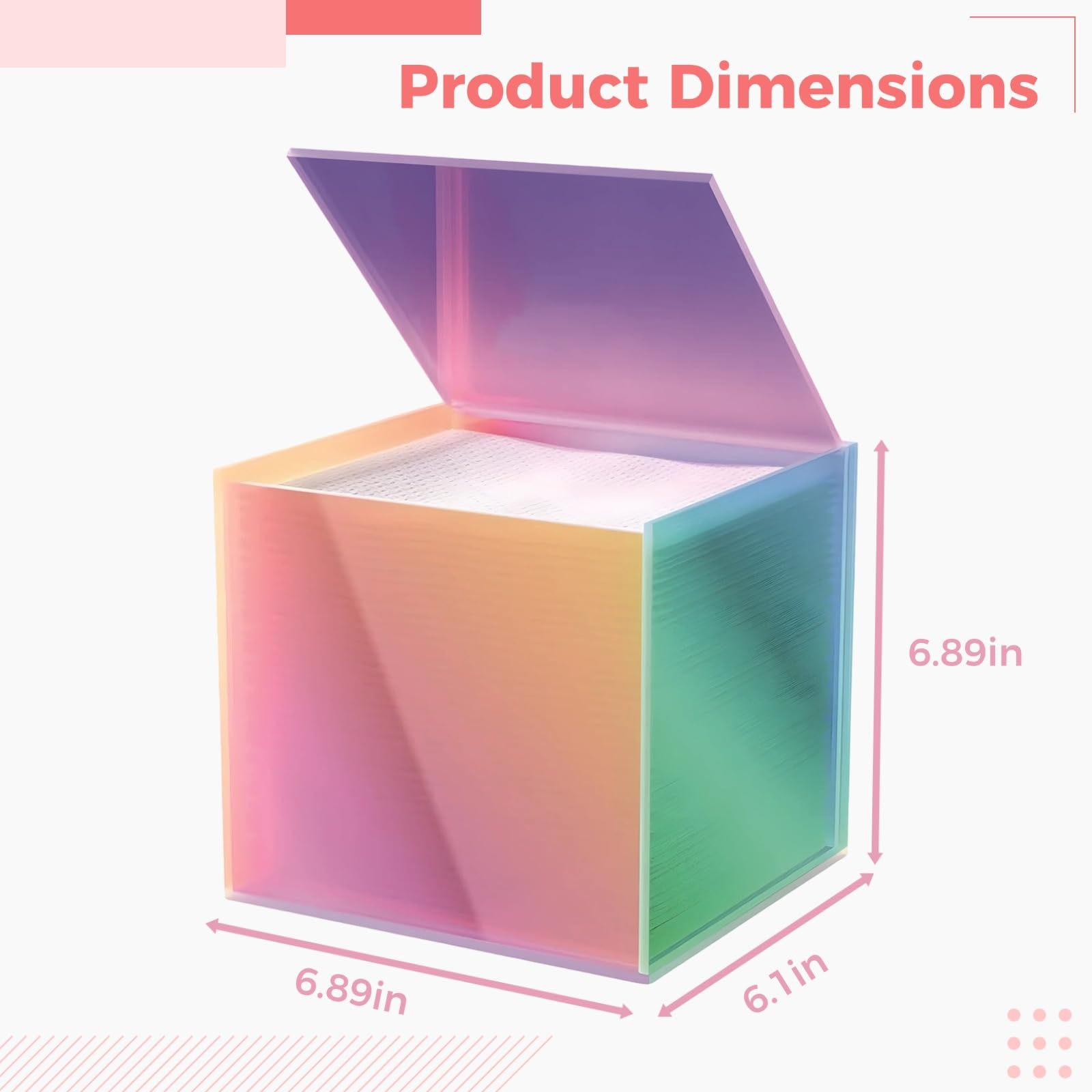Prism - Scatola per asciugamani usa e getta, XL, in acrilico, con coperchio ribaltabile, colori vivaci, accesso con una sola mano per piano di lavoro del bagno