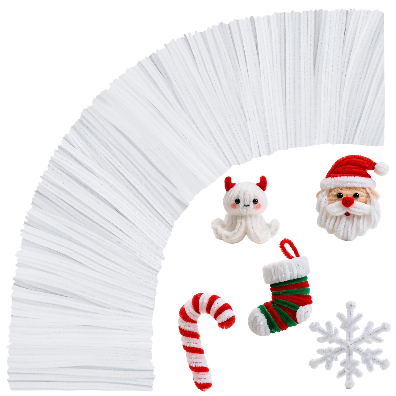 300PCS Pipe Cleaners,White Pipe Cleaners Craft,Arts and Crafts,Crafts, Craft Supplies,Art Supplies,Pipe Cleaners Bulk,Chenille Stems Supplies for DIY Hand Crafts, Bouquet Festivals Home Decorations