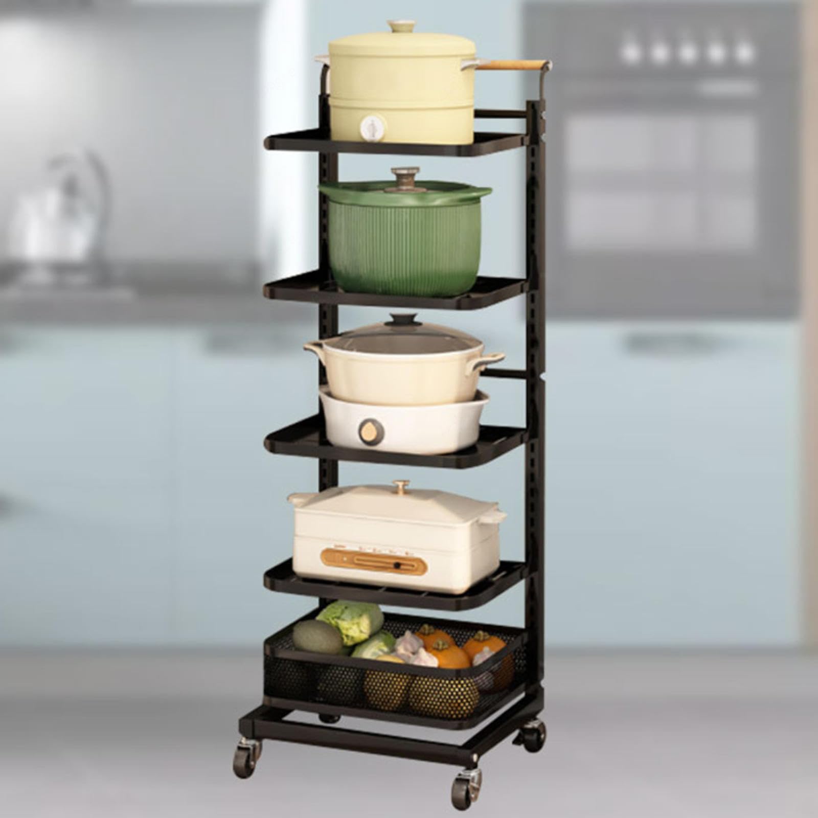 Organizer per pentole e padelle cassettone organizzatore Cucina Posate Organizer Cucina Porta pentole Organizer cassetti Cucina,Black-5 * 4boards*1basket