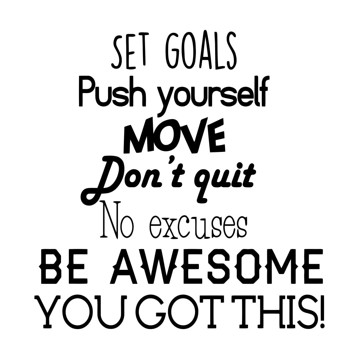 Set Goals Phrase Wall Decal Teen Room Home Decor Inspirational Quotes Vinyl School Classroom Office Interior Wall Stickers Extra Large - 70x70cm โ image 1