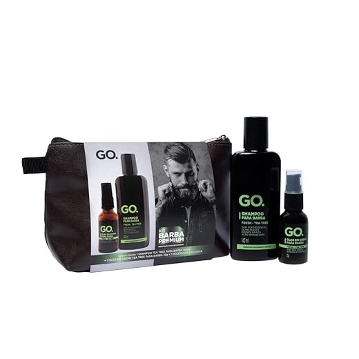 Kit Necessaire Shampoo e Óleo Tree, barba e cabelo, anti coceira, previne a caspa, natural, vegano, sem sulfato, sem sal, hidratante e condicionante, com necessaire grátis Go Man 2 produtos em 1