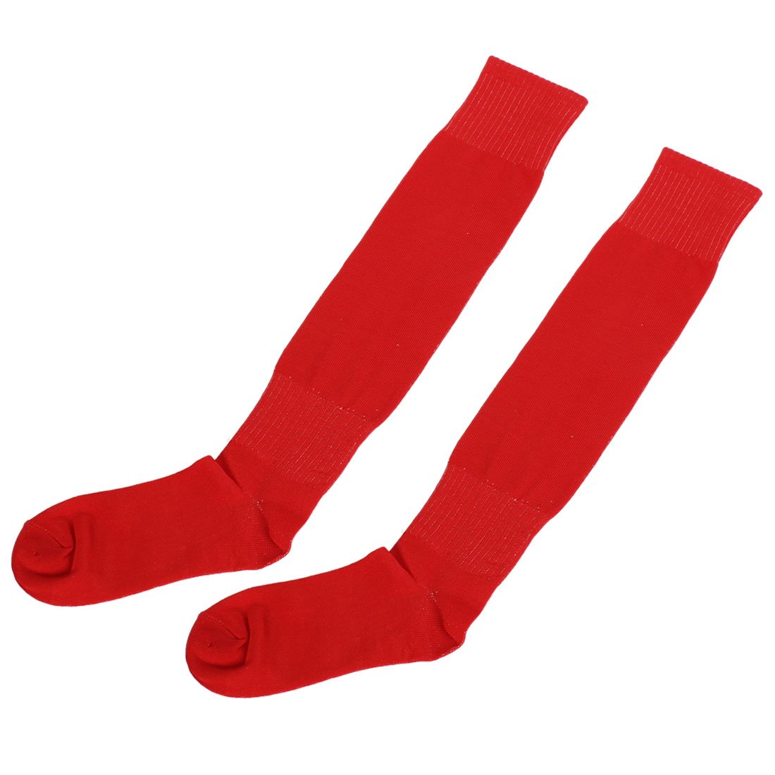 sourcing map Men's Sport Hockey Rugby Baseball Basketball Soccer Football Long Knee-High Cotton Socks Pair Red one size