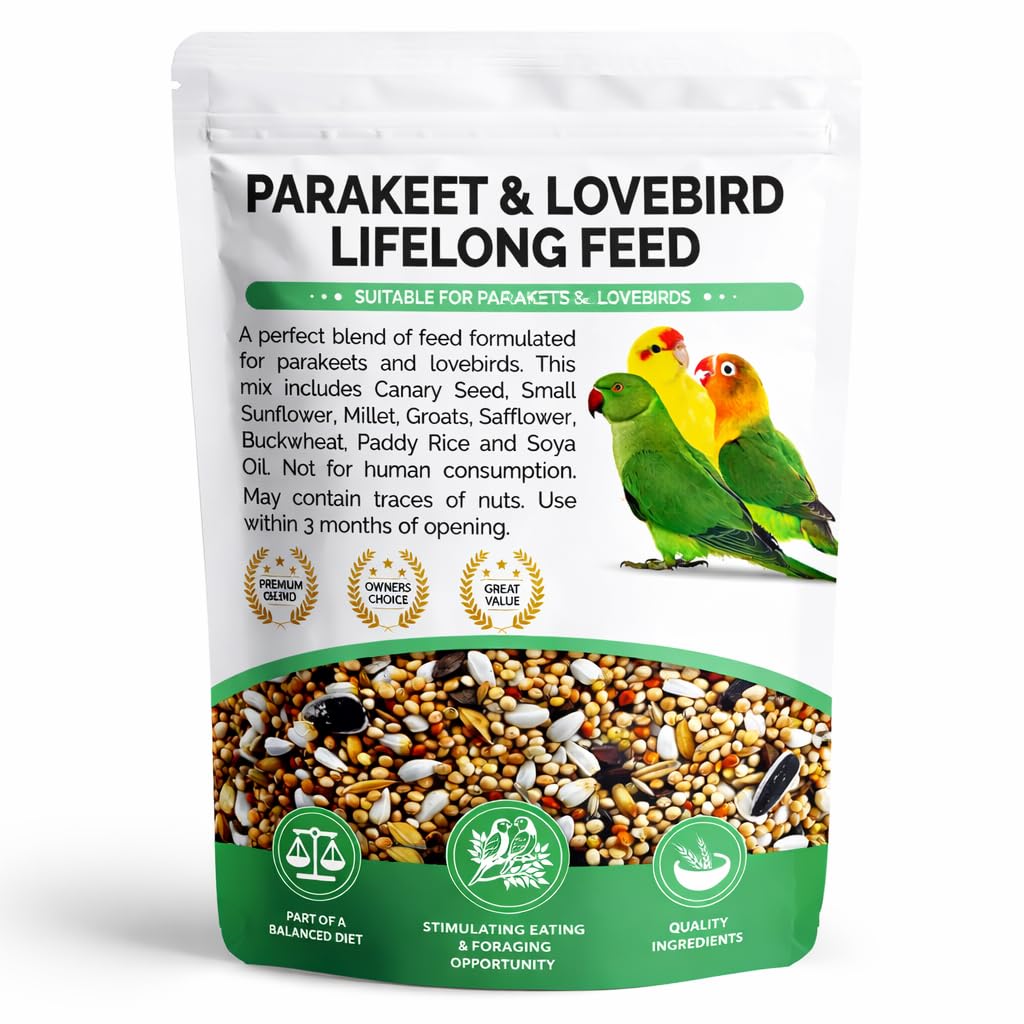 Premium Parakeet Food Lovebird Food Lifelong Formula Bird Parrot Feed Seed Mix Natural & Healthy Gourmet Choice 1.6kg In Resealable Pouch Conure Parrotlet Feed