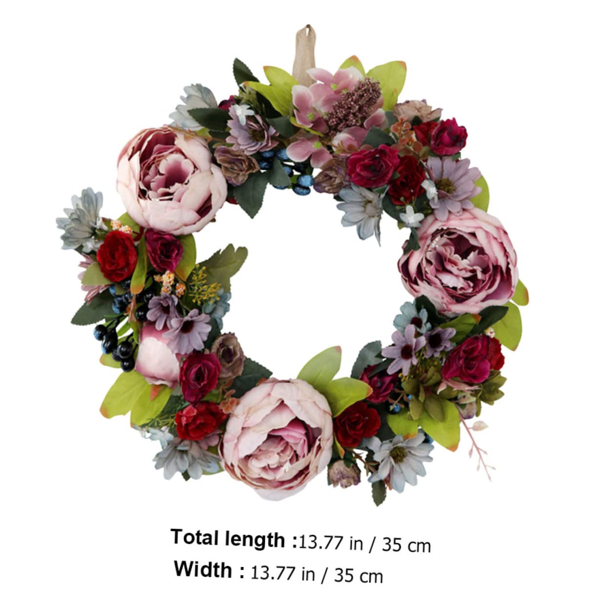 Corona di Peonie Artificiale Decorativa in Legno e Plastica per Casa