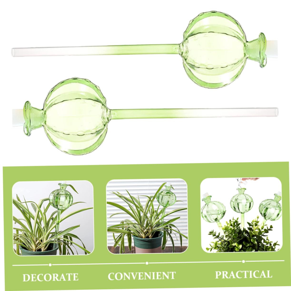 Mikikit Globes D’arrosage Automatique Cactus en Verre 4 Pièces Vert
