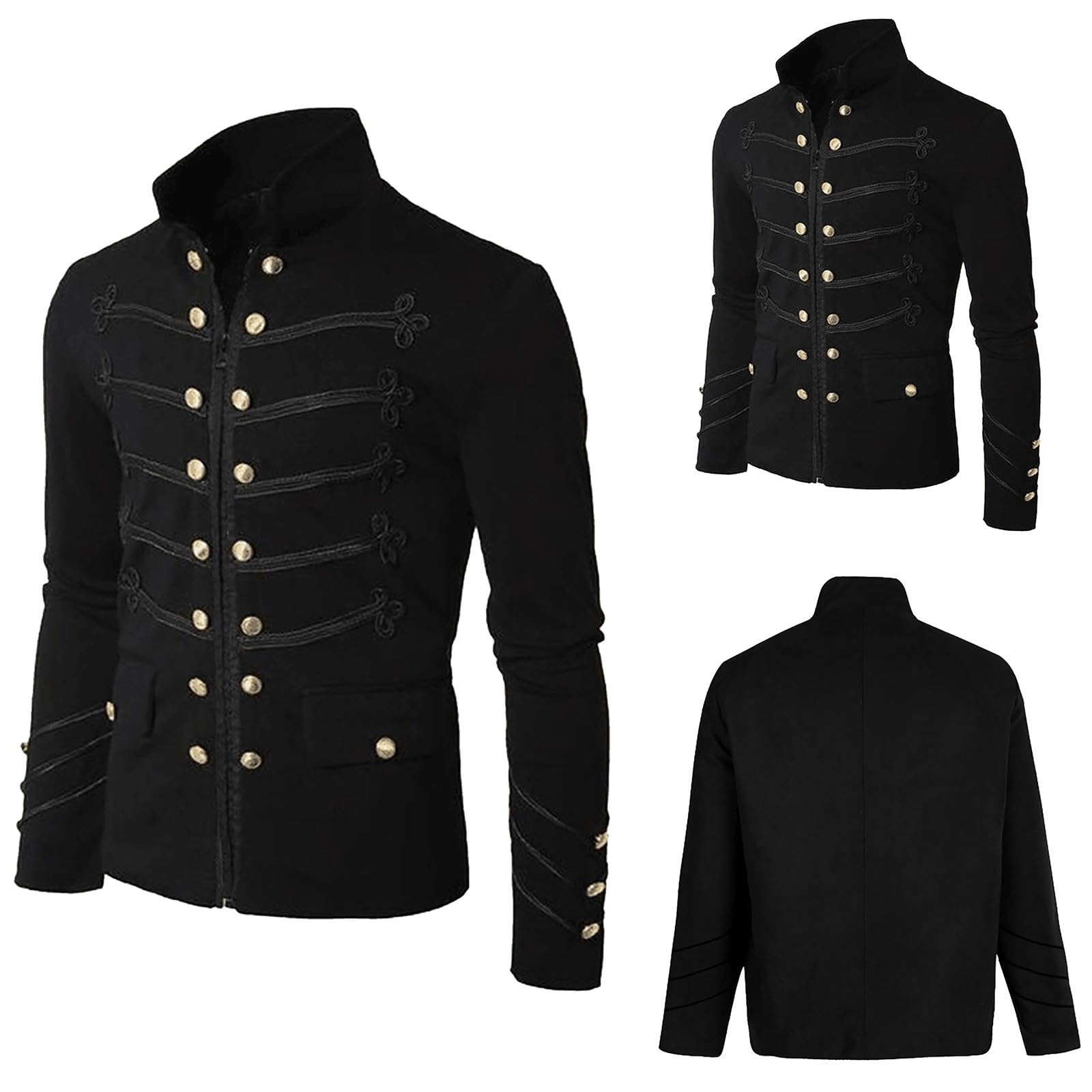 Generisch Herren Mantel Jacke Gothic Stickerei Knopf Mantel Party Outwear