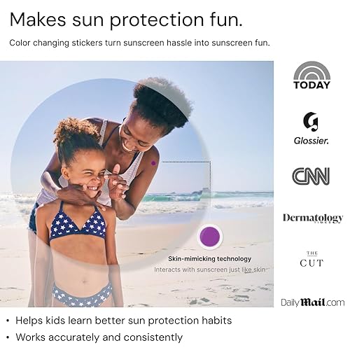 Miniatura 6 de SpotMyUV Calcomanías de detección UV para protector solar con tecnología patentada Dermatrue SPF Sensing, saber cuándo volver a aplicar protector