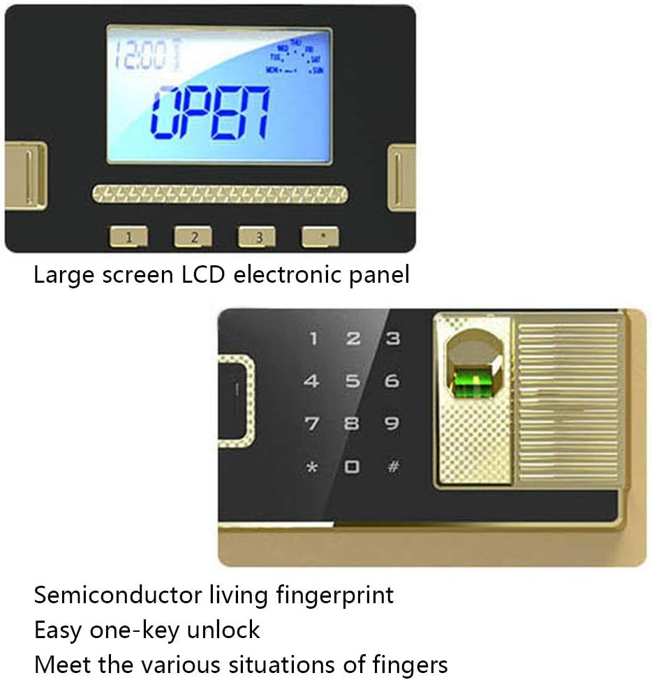 Digital Electronic Safe Small Wall-Mounted Safe Keyboard Cabinet Fingerprint Identification System Lock Box(Black)