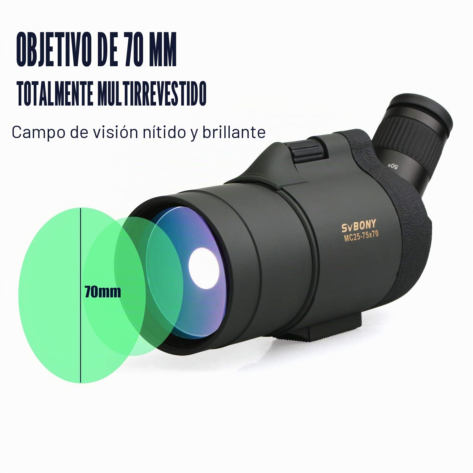 Svbony SV41 Mak Telescopio Terrestre con Cámara WiFi, BAK4 FMC 25-75x70mm Maksutov Telescopio Terrestre, Compacto Digiscoping con Adaptador SA404 para observación de Aves, Tiro al Blanco, Fotografía
