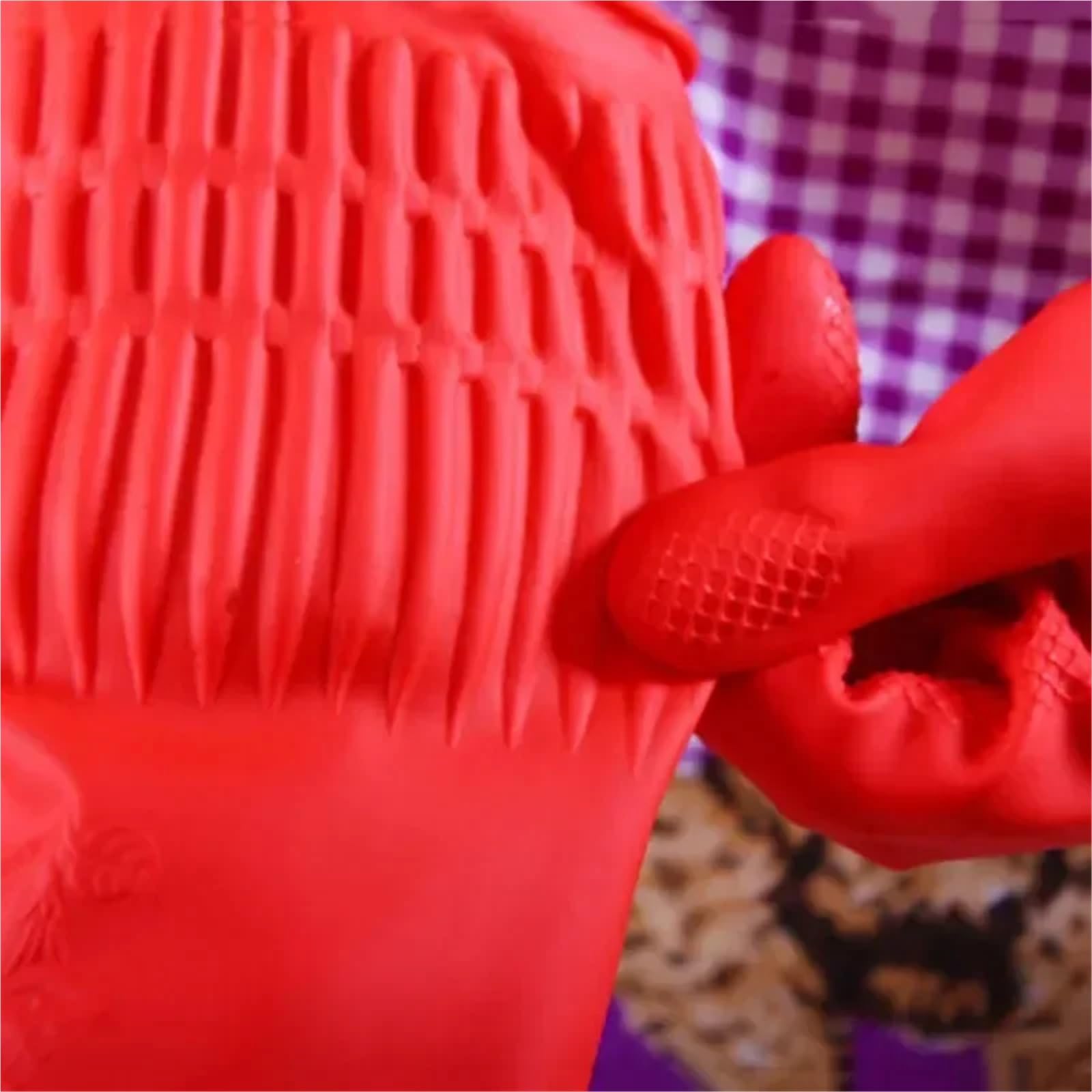 Guantes Limpieza Guantes limpios, 1 par, tallas S/M/L, rojos, flexibles, de goma, for lavar platos, largos, for el hogar, baño, limpieza, accesorios cocina