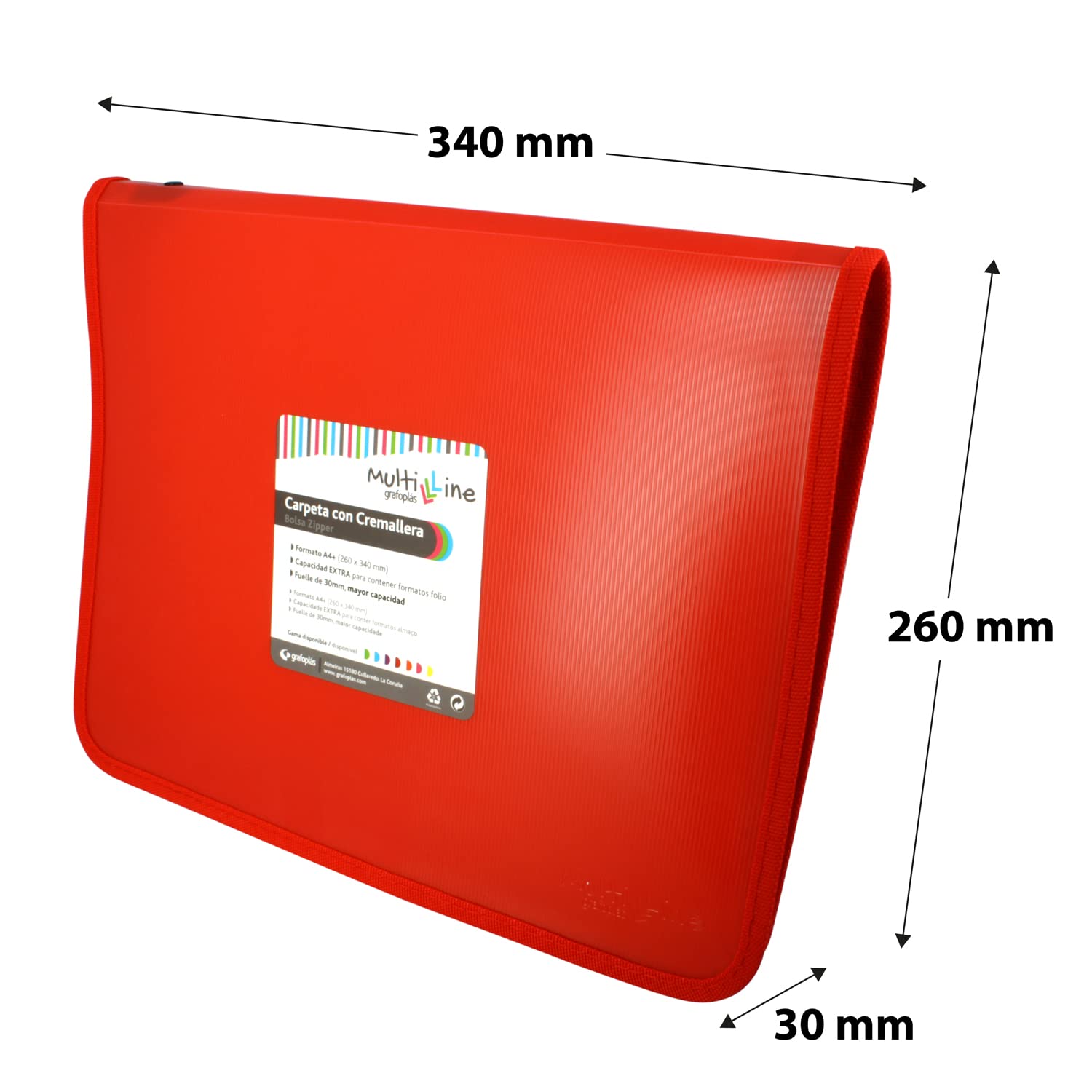 Cartellina Con Cerniera Zip Grafoplas - Formato A4+, Colore Rosso, Ideale Per Documenti