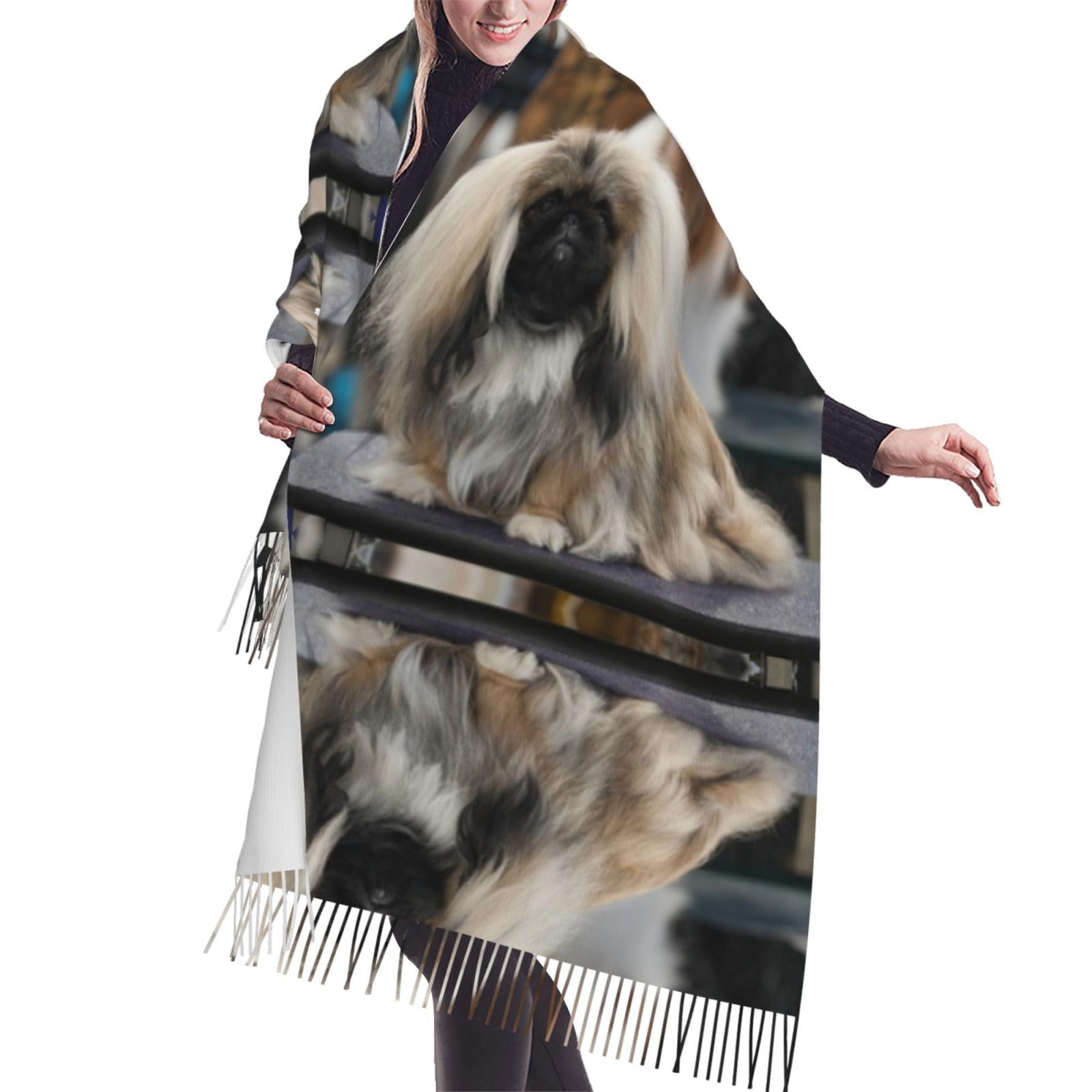 ASEELO 196 x 68 cm Scarf Shawl Starfish and Seashell Pattern Print Cashmerette Fringed Scarf Fashion Long Shawl Wraps Winter Warm