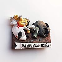 Vista 2 de Pamplona España 3D San Fermín imán para refrigerador de resina, recuerdos de viaje, decoración hecha a mano para el hogar y la cocina, colección